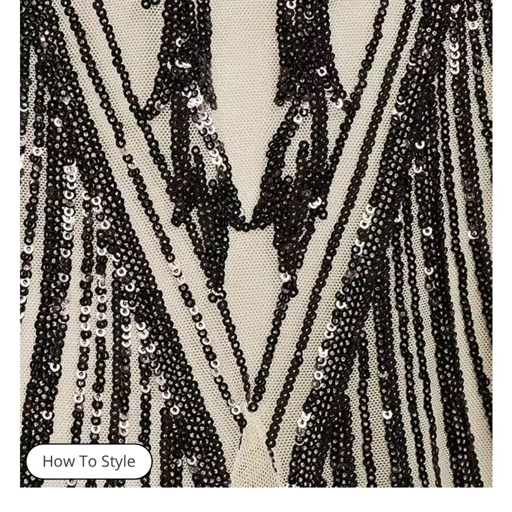 R&M Richards Black and Cream Embellished Dress - Picture 5 of 8